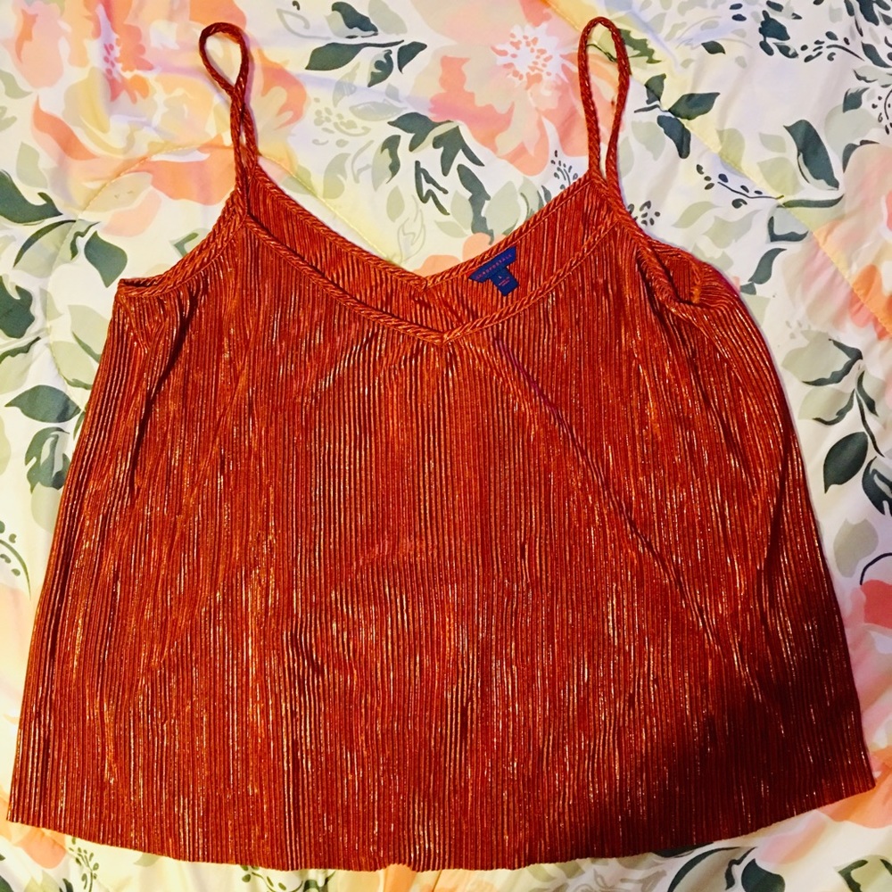 Aeropostale Orange and Gold Shimmer Top